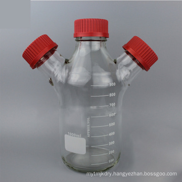 Manufacturing 1000ml GL45 Three Port Microbial Reactor Borosilate Glass Bottle with Screw Cap